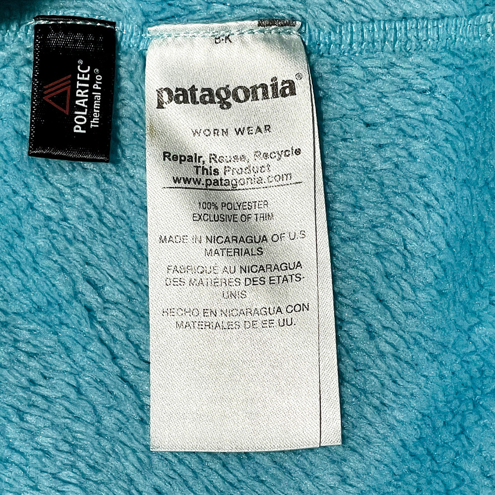 Patagonia Re-Tool Half Snap Fleece Pullover Blue Green Trim Women’s S - Picture 7 of 10